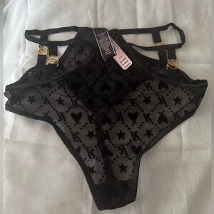 Victoria’s Secret very sexy Hi-waist  strappy thong Sheer Lace panty. NWT - S